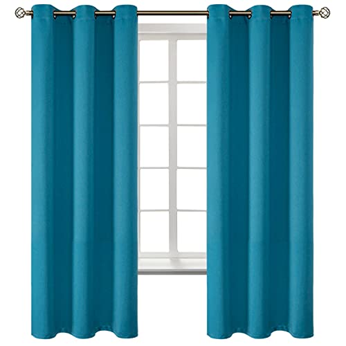 Peacock Blue Blackout Curtains for Bedroom 63 Inch Long (Peacock Blue / 42"W x 63"L (Pack of 2))