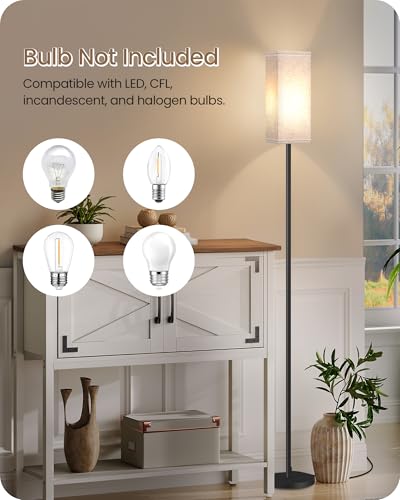 Set of 2 Floor Lamps for Living Room (2Pack Beige + Black)