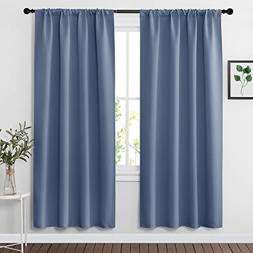 Blackout Curtains for Bedroom Living Room Nursery 72 inches Long (Stone Blue / 42"W x 72"L (Pack of 2))