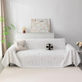 Boho Couch Cover White Sofa Covers with Tassel Farmhouse Sofa Slipcover Simple Couch Protector for Dogs Chenille Sectional Couch Covers L Shaped Couch Cushion Covers (71" x 134" / 9# Lines White)