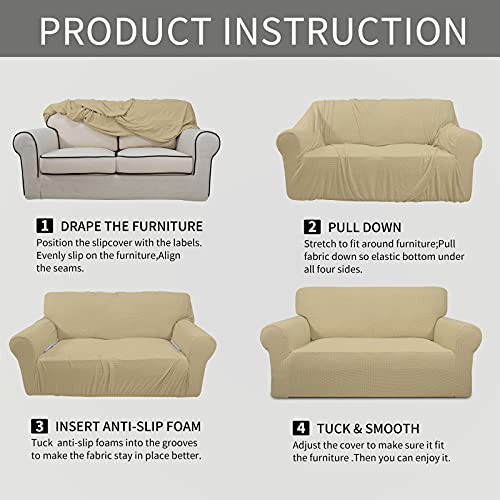 Stretch Couch Covers for Sofa Washable Large Beige (Large Sofa / Beige)