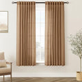 Brown Curtains for Living Room Back Tab Modern Farmhouse Semi Sheer Brown Curtains 63 inches Long 2 Panels Set Muted Neutral Window Curtain for Dining Room Bedroom 52x63 (Brown / 52"W x 63"L (Pack of 2))