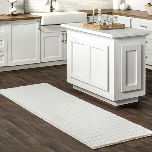Nia White Geometric Washable Runner Rug (Nia White / 2'6" x 10' (Rectangular))