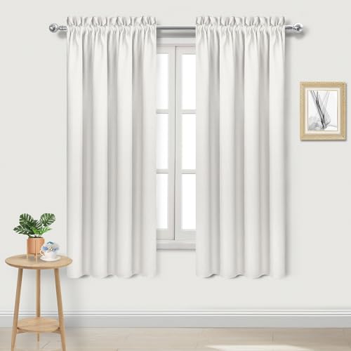 Blackout Curtains for Bedroom Living Room 38 x 63 Inch Long Ivory (Ivory / 38"W x 63"L (Pack of 2))