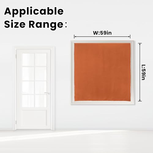 Self Adhesive Curtains Portable Blackout Curtain Simple and Easy to Install Bedroom Window Thermal Lnsulated Kitchen Room Darkening Black Small Drapes (59"W x 59"L (Pack of 1) / Orange)