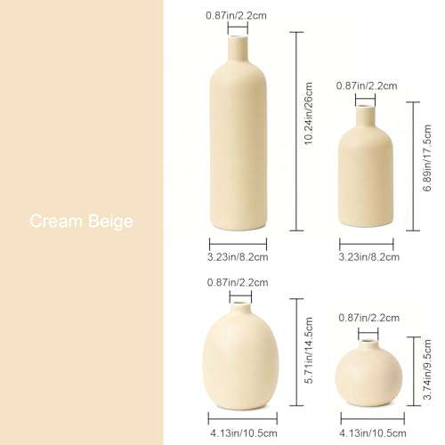 Beige Ceramic Vase Set of 4 (Beige Set of 4)