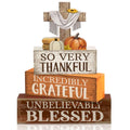 4 Pcs Fall Table Decoration for Home Religious Cross Stacked Signs (Cross Fall)