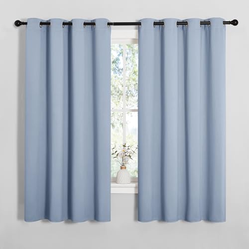 Blackout Curtains for Living Room 2 Panels 55" x 68" Vintage Blue (Vintage Blue / 55"W x 68"L (Pack of 2))