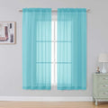 Aqua Sheer Curtains 63 Inch Length 2 Panels (Aqua / 42"W x 63"L (Pack of 2))