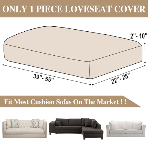 Couch Cushion Cover Loveseat Cover or 2 Seat Sofa Cover Washable Stretch Sectional Sofa Slipcover (Natural / Loveseat Cover)