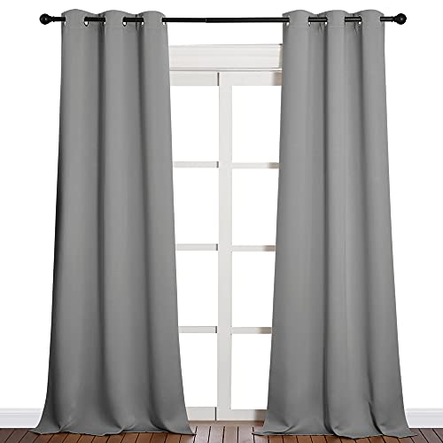 Thermal Insulated Curtains (Silver Grey / 42"W x 90"L (Pack of 2))