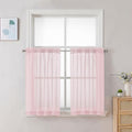 Sheer Curtains 24 Inch Length (Blush Pink / 42"W x 24"L (Pack of 2))