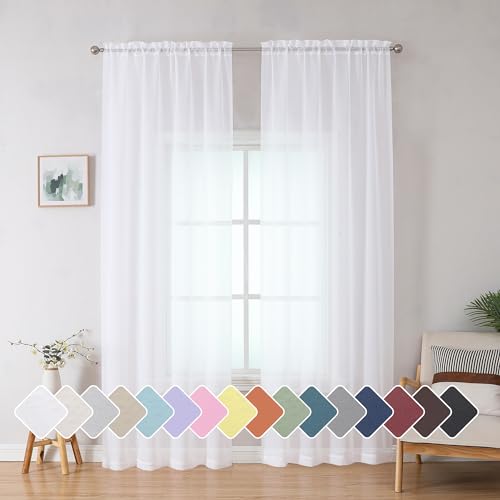 White Sheer Curtains (White / 42"W x 84"L (Pack of 2))