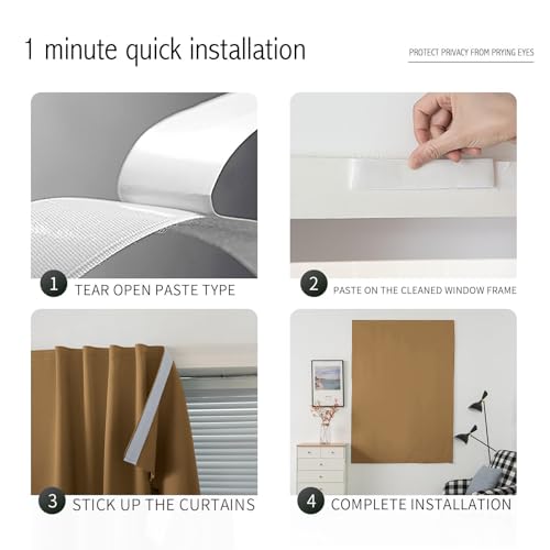 Self Adhesive Curtains (47"W x 84"L (Pack of 1) / Brown)