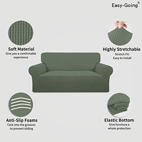 Stretch Oversized Loveseat Couch Covers Washable Greyish Green (Medium-XL Loveseat / Greyish Green)