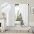 White Linen Complete Blackout Curtains 48 Inch Length for Kids Room 2 Panels Light Blocking Thermal Insulated Cold Reducing Noise Reduction Window Draperies for Bedroom Short Drapes 52 x 48 Long (White / 52"W x 48"L (Pack of 2))