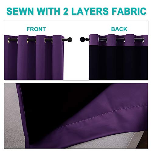 100% Blackout Curtains with Black Liner Backing (Royal Purple / 37"W x 70"L (Pack of 2))