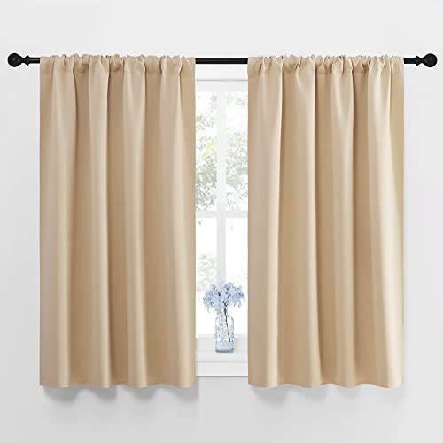 Blackout Room Darkening Curtains (Biscotti Beige / 42"W x 45"L (Pack of 2))