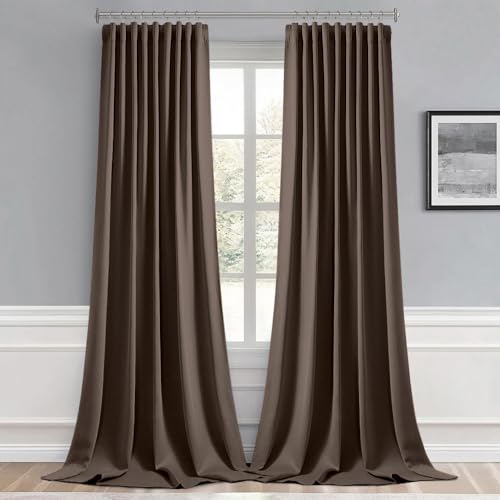 Chocolate Brown Back Tab Blackout Curtains 52x96 Inch Long 2 Panels (Chocolate Brown / 52"W x 96"L (Pack of 2))
