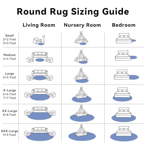 Navy Blue Round Rugs for Bedroom (2 Ft Round / Navy Blue)