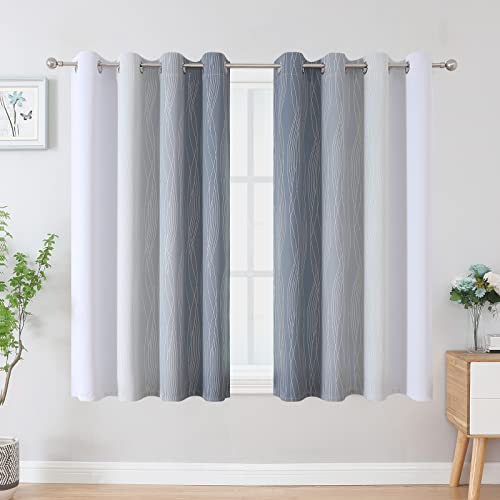 Grey and Greyish White Ombre Blackout Curtains for Bedroom 45 Inch Long (Grey and Greyish White / 52"W x 45"L (Pack of 2))