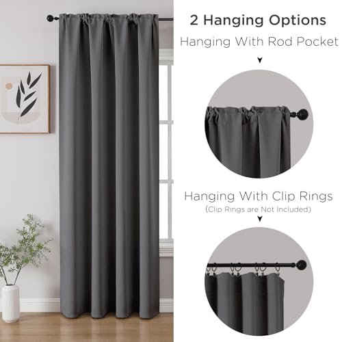 Light Grey Blackout Curtains 84 inch Length 2 Panels Set (Light Grey / 52"W x 84"L (Pack of 2))