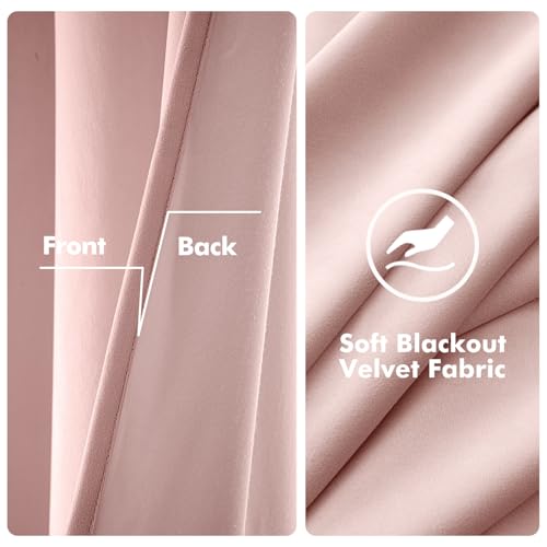 Velvet Curtains Light Pink 52 x 96 Inch Length Set of 2 (Light Pink / 52"W x 96"L (Pack of 2))