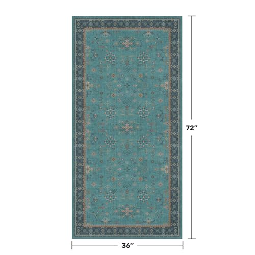 Teal 3x6 Wide Non Slip Kitchen Rug (3' x 6' (Rectangular) / Emerald Teal)