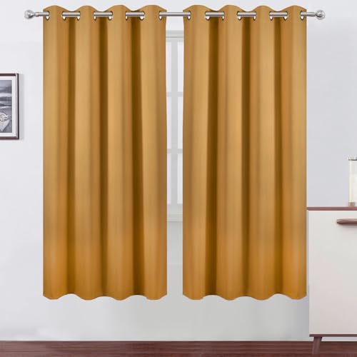 Mustard Yellow Thermal Blackout Curtains (Mustard Yellow / 52"W x 72"L (Pack of 2))
