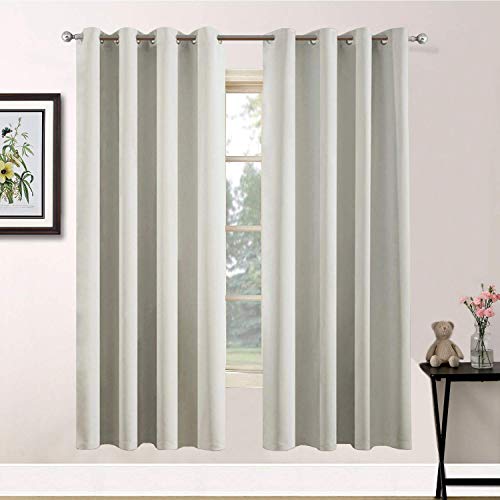 Room Darkening Curtains 52x63 inch Length Light Beige (Light Beige / 52"W x 63"L (Pack of 2))