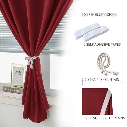 Self Adhesive Curtains (47"W x 71"L (Pack of 1) / Burgundy)