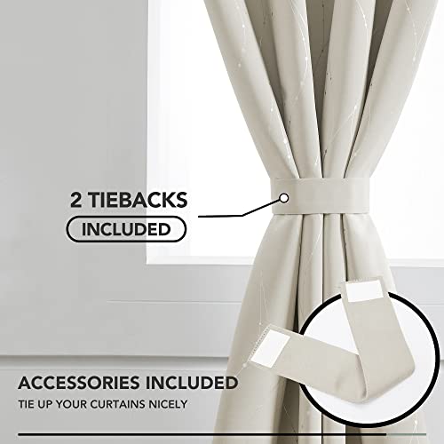 Living Room Curtains 54 Inches Long (Light Beige/Wave Dots / 42"W x 54"L (Pack of 2))