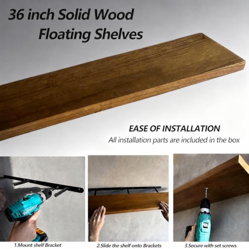 36 Inches Long Walnut Floating Shelves (Walnut / 36 Inch set of 2)