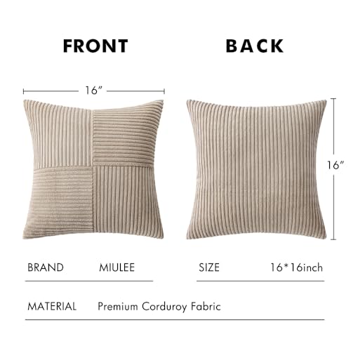 Taupe Decorative Throw Pillow Covers for Couch 16x16 Inch (16" x 16" (Pack of 2) / Taupe)