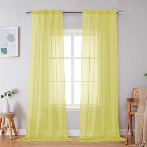 Lemon Sheer Curtains 96 Inches Long (Lemon / 42"W x 96"L (Pack of 2))