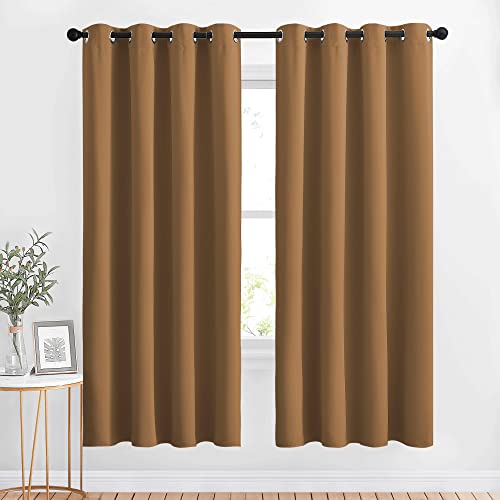 Blackout Curtains 72 inch Length 2 Panels Set (Gold Brown / 52"W x 72"L (Pack of 2))