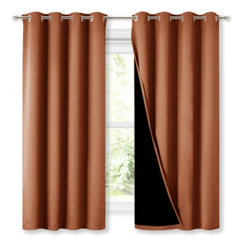 Burnt Orange Blackout Curtains for Kitchen 52" w x 63" L 2 Panels (Burnt Orange / 52"W x 63"L (Pack of 2))