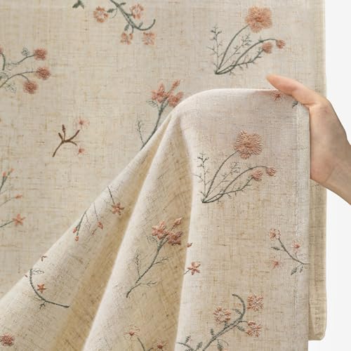 Floral Embroidered Light Filtering Curtains 84 Inch 2 Panels (Embroidery Vintage Florals / 52"W x 84"L (Pack of 2))