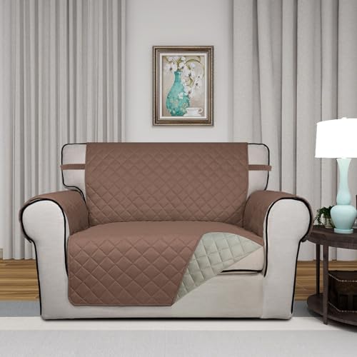 Reversible Quilted Sofa Cover Dog Couch Covers for Sofa (Small-XL / Brown/Beige)