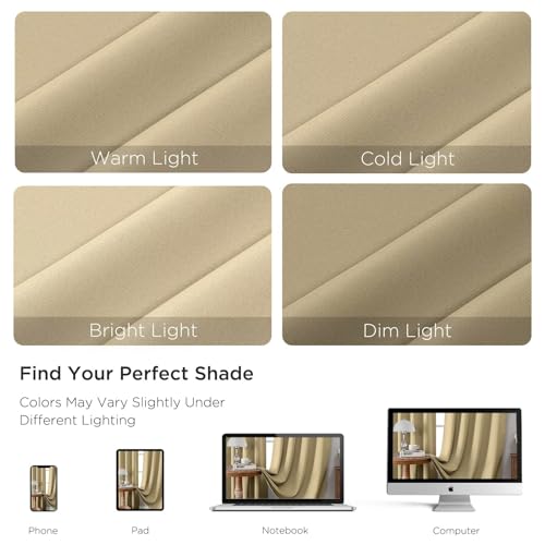 Beige Blackout Curtains 72 inch Length 2 Panels Set (Beige / 52"W x 72"L (Pack of 2))