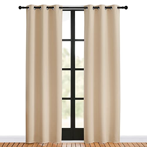Blackout Farmhouse Curtains (Biscotti Beige / 34"W x 80"L (Pack of 2))
