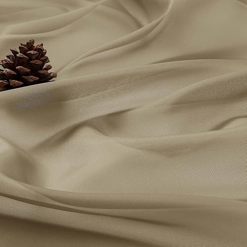 Taupe Sheer Curtains 63 Inch Long 2 Panels for Living Room 59" Wide (Taupe / 59"W x 63"L (Pack of 2))