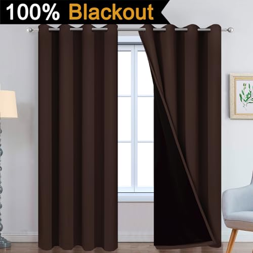 Chocolate Brown Blackout Curtains 90 Inches Long 52" Wide (52"W x 90"L (Pack of 2) / Chocolate Brown)