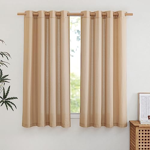 Flax Thick Linen Camel Curtains for Bedroom (Camel / 55"W x 63"L (Pack of 2))