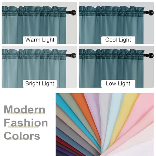Kitchen Curtains 24 Inch Length Tier 2 Pieces (Dusty Blue / 42"W x 24"L (Pack of 2))