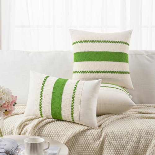 Set of 1 Boho Lime Green Lumbar Decorative Throw Pillow Cover 12x20 Inch for Couch Bed Sofa Chair (20" x 12" (Pack of 1) / Lime Green)