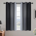 Ombre Curtains Black and Greyish White for Living Room (42"W x 45"L (Pack of 2) / Black)