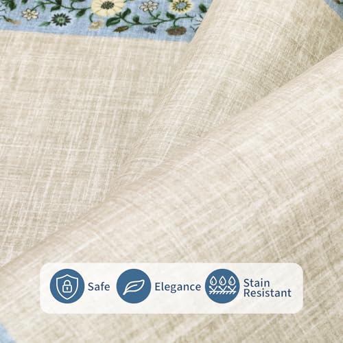 Entryway Rug 2x6 Modern Bordered Runner Rug Washable Kitchen Runners for Hallway Non (Beige/Blue / 2' x 6' (Rectangular))