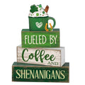 4 Pcs Wooden Tiered Tray Decor Irish Farmhouse Table Sign Coffee (Shamrock)