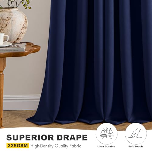 Blackout Curtains for Bedroom 2 Panels 50 x 84 Inch Long Navy Blue (Navy Blue / 50"W x 84"L (Pack of 2))
